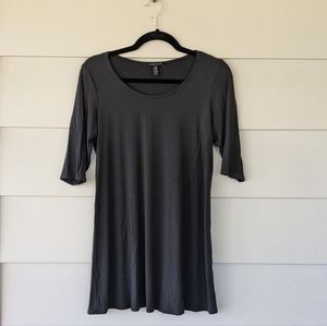 Eileen Fisher Scoop Neck Elbow Sleeve Viscose Jersey Tunic, Size Petite Medium